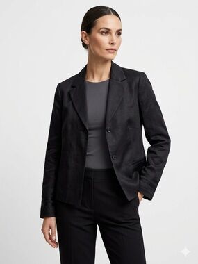 InWear Black Timianna Silk/Linen Blend Blazer - Sz 44 (US 16) - NWT
